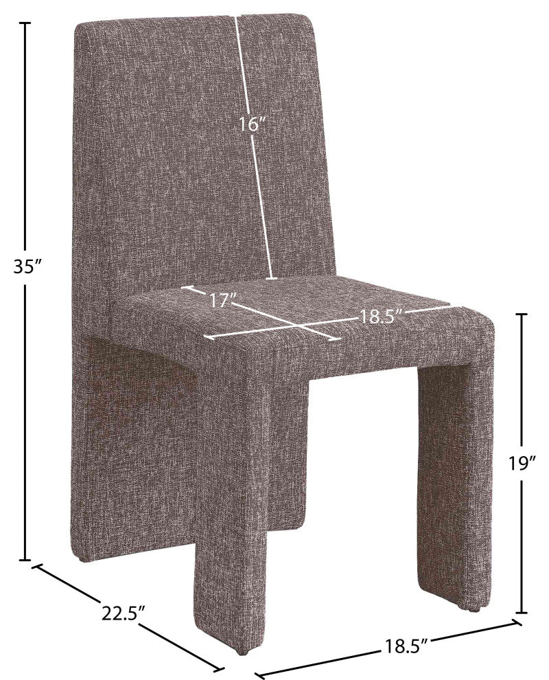 Benson Upholstered Dining Chair, Brown, Linen Texured Fabric