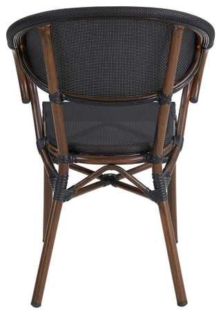Jannie Stacking Arm Chair, Black Textylene Mesh With Brown Frame, Set of 2