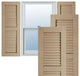 Rustic 2 Equal Louver Faux Wood Shutters, Per Pair, Rough Cedar, 15x66"