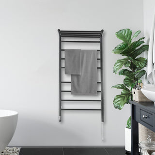 Ancona Piazzo OBT 8-Bar Towel Warmer, On-Board Timer, Matte Black