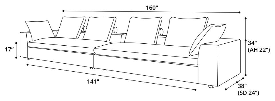 Lucerne Modular Chaise, Ashen Fabric, Ashen Fabric, Set01-2pc