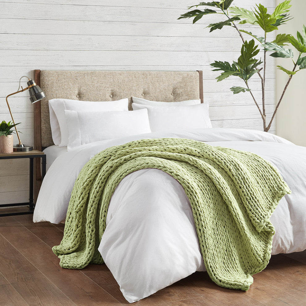 Madison Park Chunky Double Knit Hand Made Throw Blanket