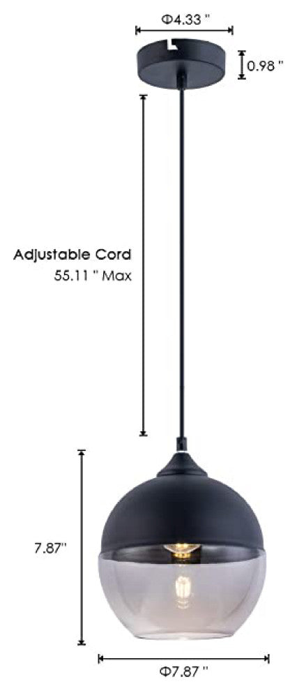 Gray mini pendant lights Glass globe light Farmhouse Hanging Light
