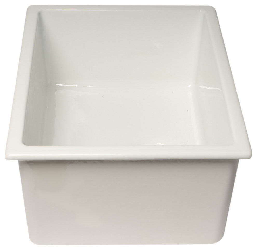 ALFI Brand 24" White Undermount/Drop-in Fireclay Kitchen Sink