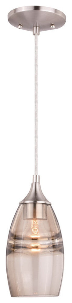 Vaxcel Milano 5\" Mini Pendant Amber Fog Glass P0276, Satin Nickel