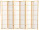6' Tall Double Cross Shoji Screen, Natural, 6 Panels