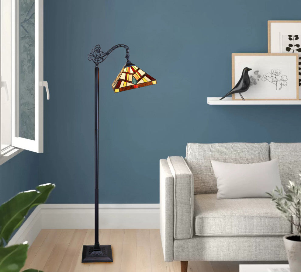 Vincent Tiffany-Style 1-Light Mission Reading Floor Lamp 11"
