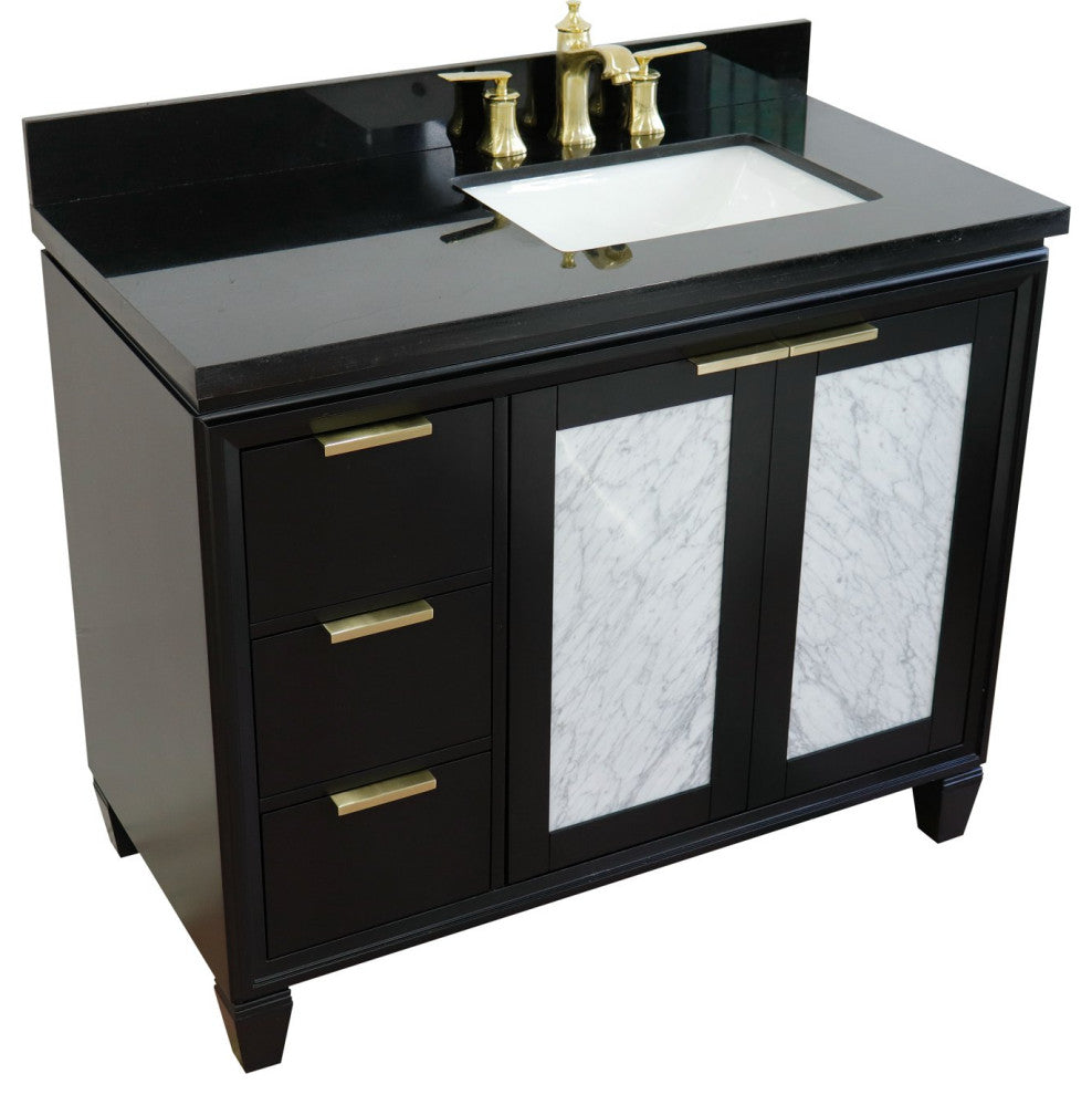43" Single Vanity, Black Finish With Black Galaxy