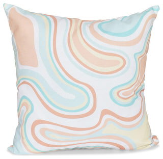 Agate, Geometric Print Outdoor Pillow, Peach, 20"x20"