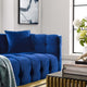 Modern Designer Lounge Lobby Sofa, Velvet Fabric Metal Steel, Navy Blue