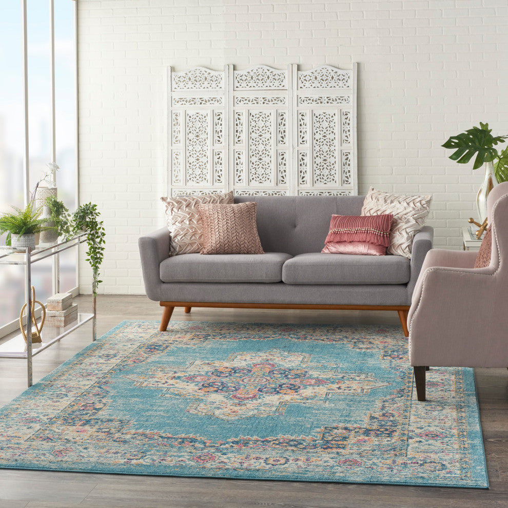 Nourison Passion 9' x 12' Light Blue Bohemian Indoor Area Rug