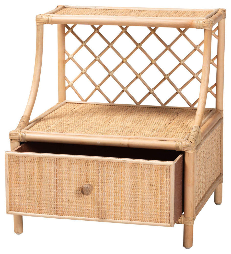 Evita Rattan 1-Drawer Nightstand