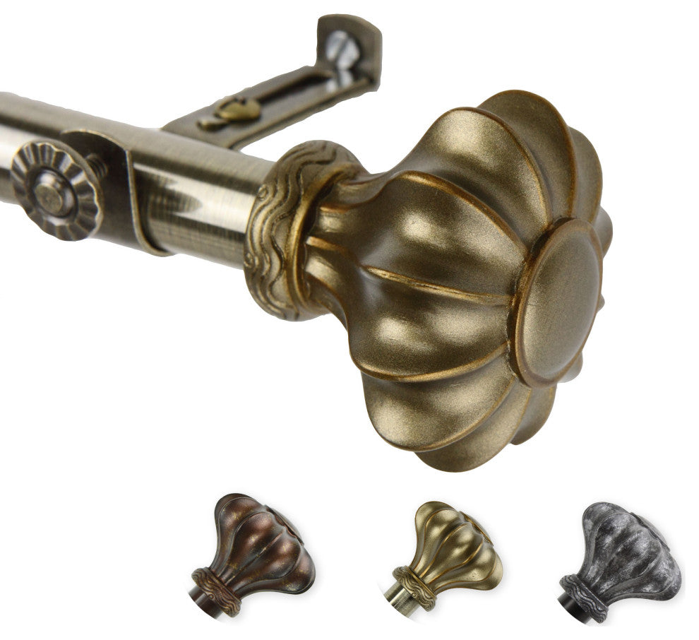 Maurice 13/16 inch dia. Curtain Rod, Antique Brass, 48"-84"