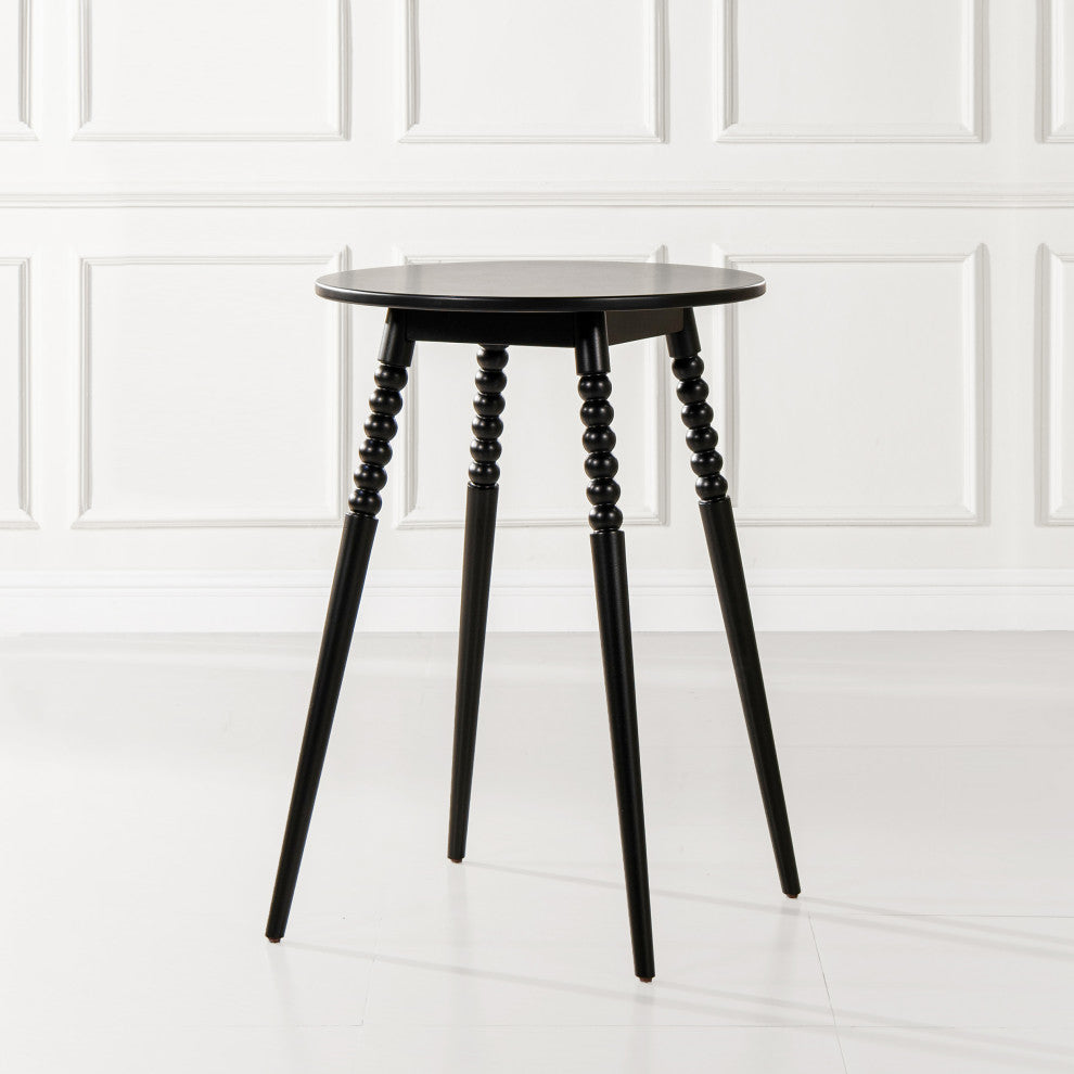 Breda 25" Round Counter-Height Bistro Dining Table With Spindle Legs, Black