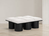 Pavilion Boucle Fabric Upholstered 6-Piece Modular Bench, Cream, Black Finish