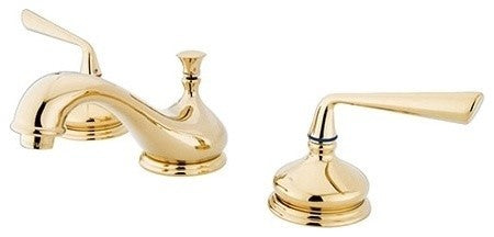 Kingston Brass Widespread Bathroom Faucet With Brass Pop-Up, Polished Brass