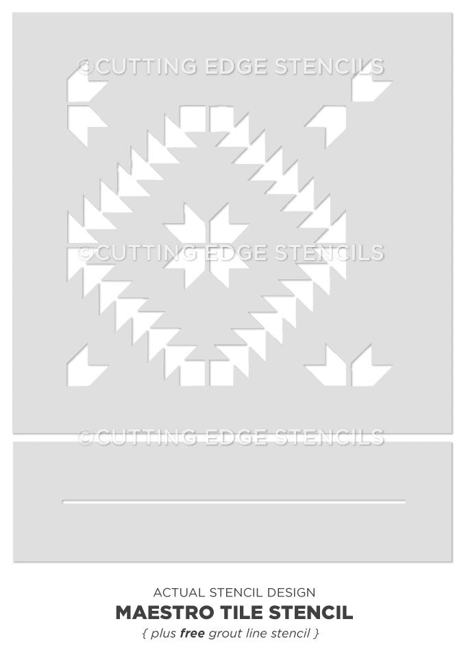 Maestro Tile Stencil, DIY Geometric Tile Stencils, Faux Tiles, Extra Large