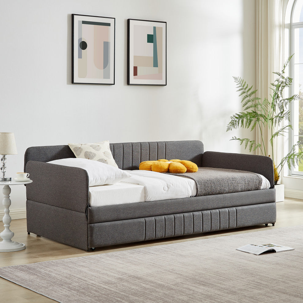 Gewnee sofa bed metal framed with trundle twin size