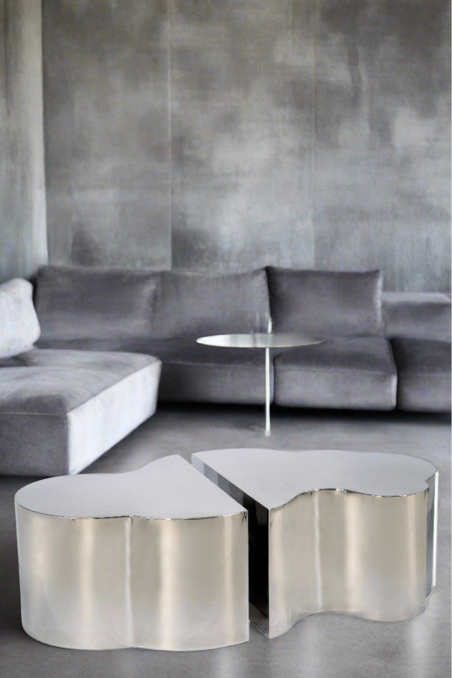 Luca Coffee Table, Silver, 2-Piece Set