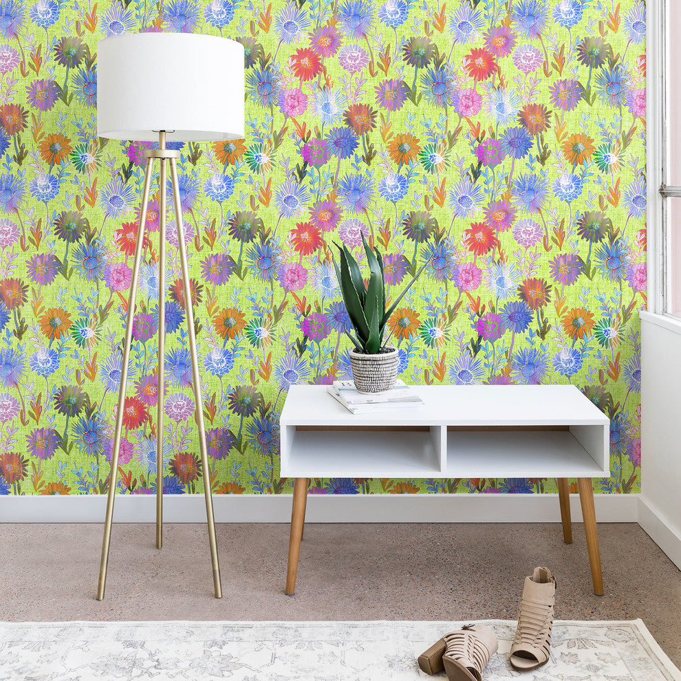 Deny Designs Schatzi Brown Gillian Floral Lime Wallpaper, Green, 2'x4'