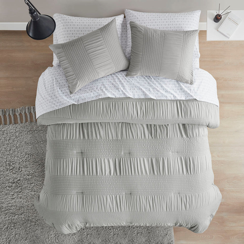 Madison Park Essentials Nimbus Casual Compelete Comforter and Sheet Set, Gray
