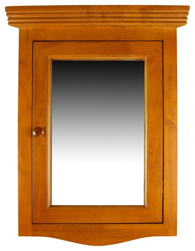 Bathroom Medicine Cabinet with Mirror Golden Oak Hardwood Corner Wall Mount