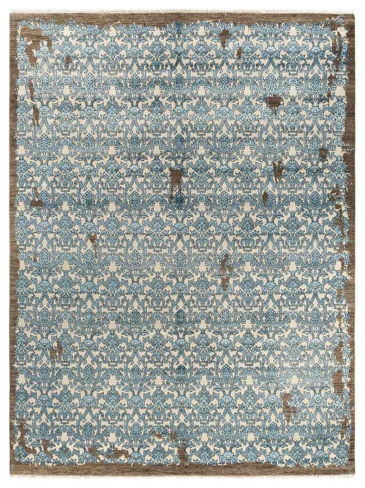 Ikat One-of-a-Kind Hand-Knotted Area Rug Ivory, 9' 2" x 12' 1"