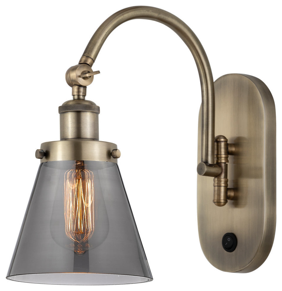Cone Sconce, Antique Brass, Plated Smoke, Plated Smoke