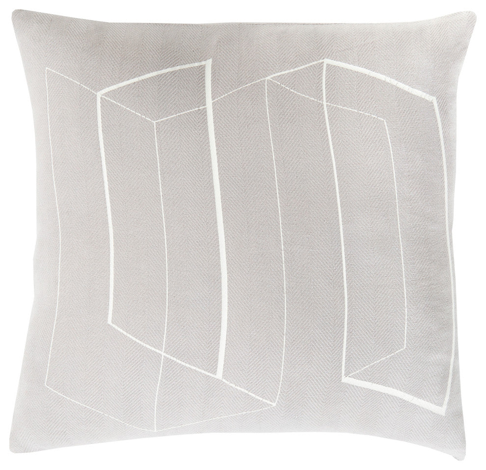 Surya Teori TO-013 18"x18" Pillow Kit, White/Silver Gray