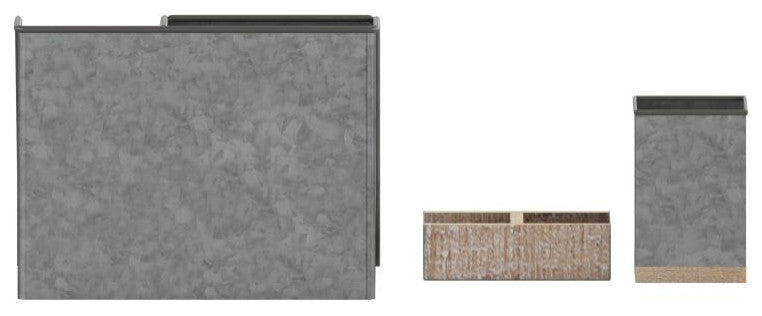 Comerford 3 Piece Metal and Wood Organizer Set, Galvanized