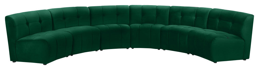 Limitless Velvet Upholstered 6-Piece Modular Sectional, Green