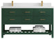 Parker 60 Double Sink Bathroom Vanity in Lafayette Green  2" White Quartz