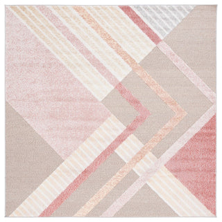Safavieh Sarasota Collection SAR102 Indoor-Outdoor Rug, Pink/Brown, 6'7" Square