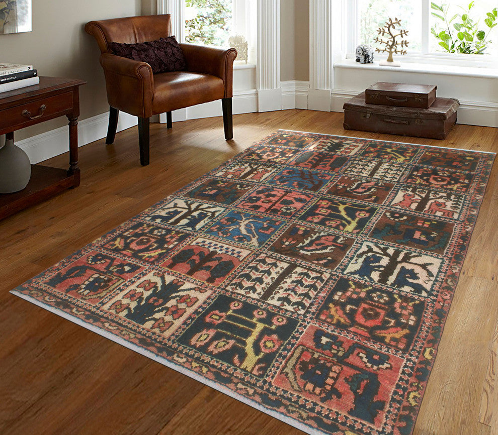 Vintage Distressed Joaquin Navy/Brown Rug, 4'0x6'7