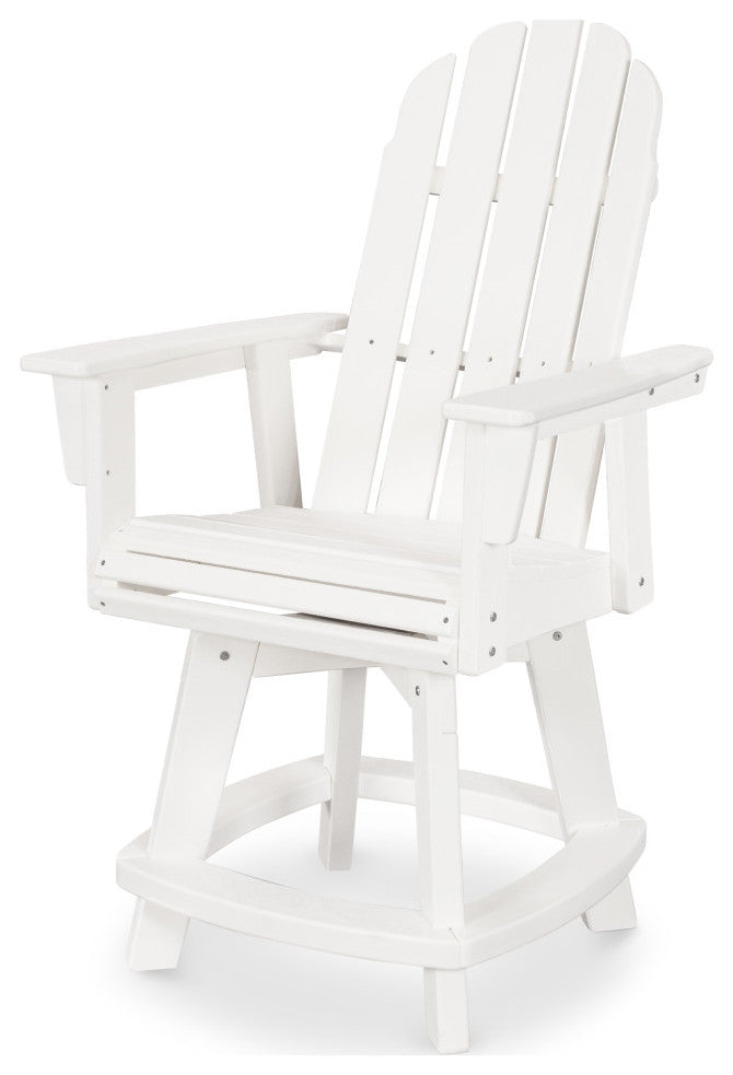 POLYWOOD Vineyard Adirondack Swivel Counter Chair, White