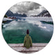Boy Looking At Clear Mountain Lake, Landscape Round Wall Art, 36"