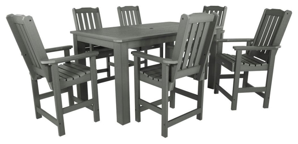 Lehigh 7-Piece Rectangle Counter-Height Dining Set, Coastal Teak