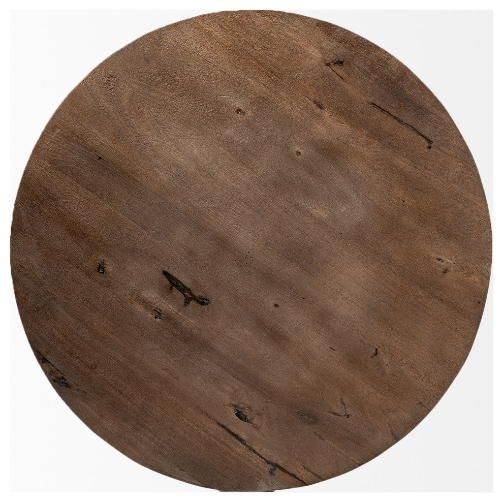 Triumph 40" Round Medium Brown Solid Wood w/Black Metal Base Coffee Table