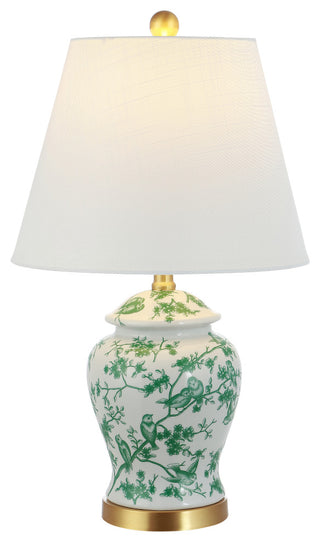 Penelope 22" Chinoiserie Classic LED Table Lamp, Green/White
