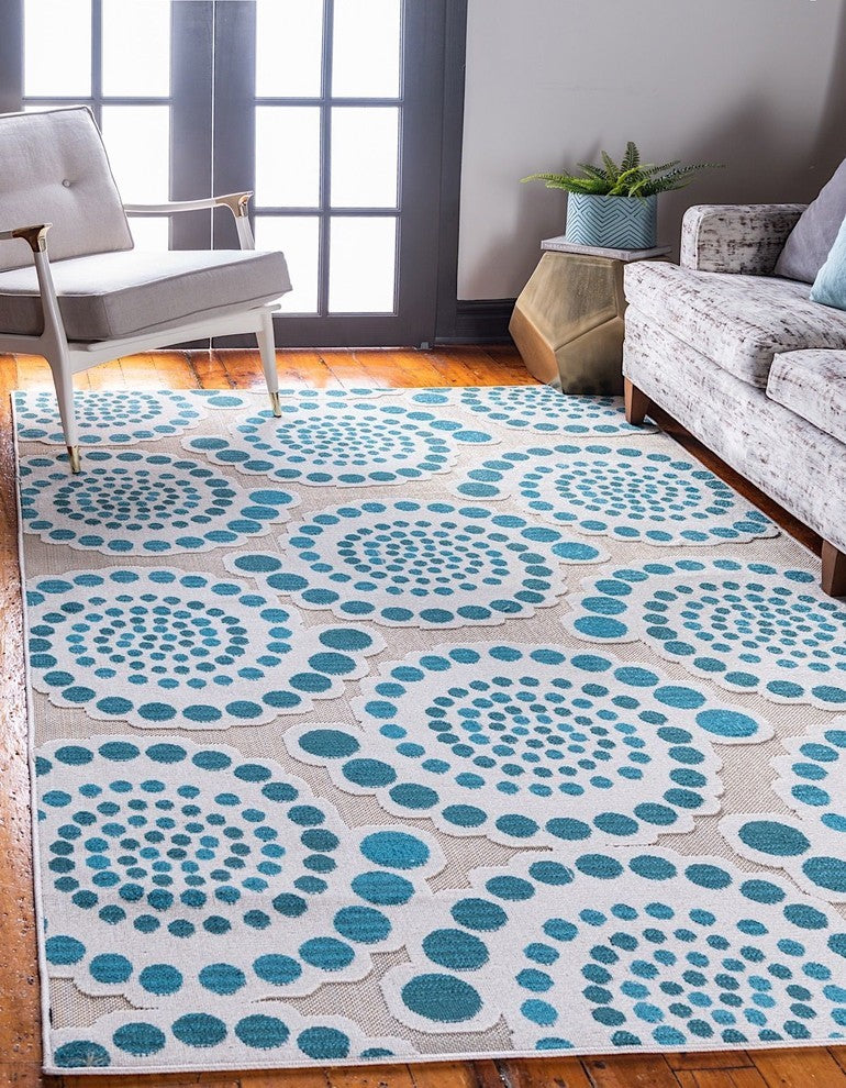 Contemporary Veranda 9'x12' Rectangle Swirl Area Rug