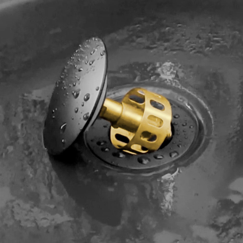 STYLISH Matte Black Pop-Up Bathroom Sink Drain without Overflow