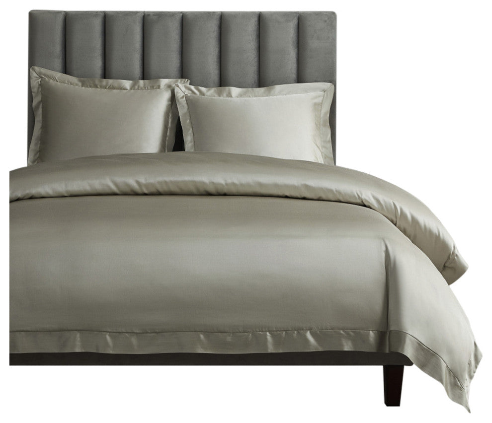 High Shine Satin Duvet Cover Set, Super Queen, Champagne, 3 Piece