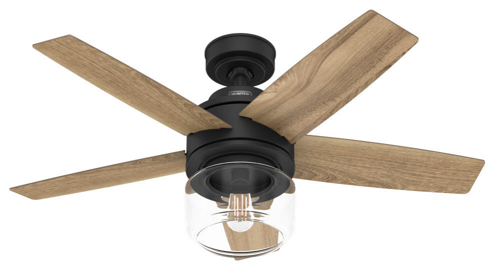 Hunter 44" Margo Matte Black Ceiling Fan, LED Light Kit and Handheld Remote