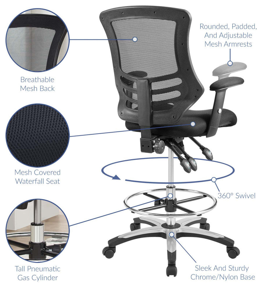 Calibrate Mesh Drafting Chair, Black