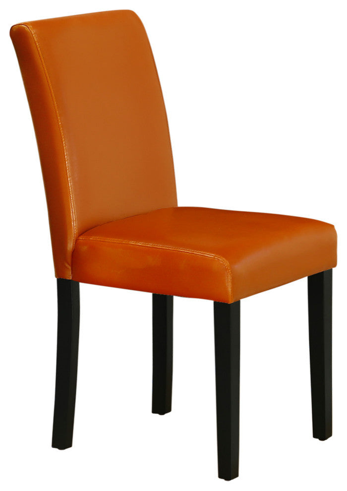 5Pc Rounded 42" Dining Table, Four Parson Chair, Pu Leather Color Baked Bean