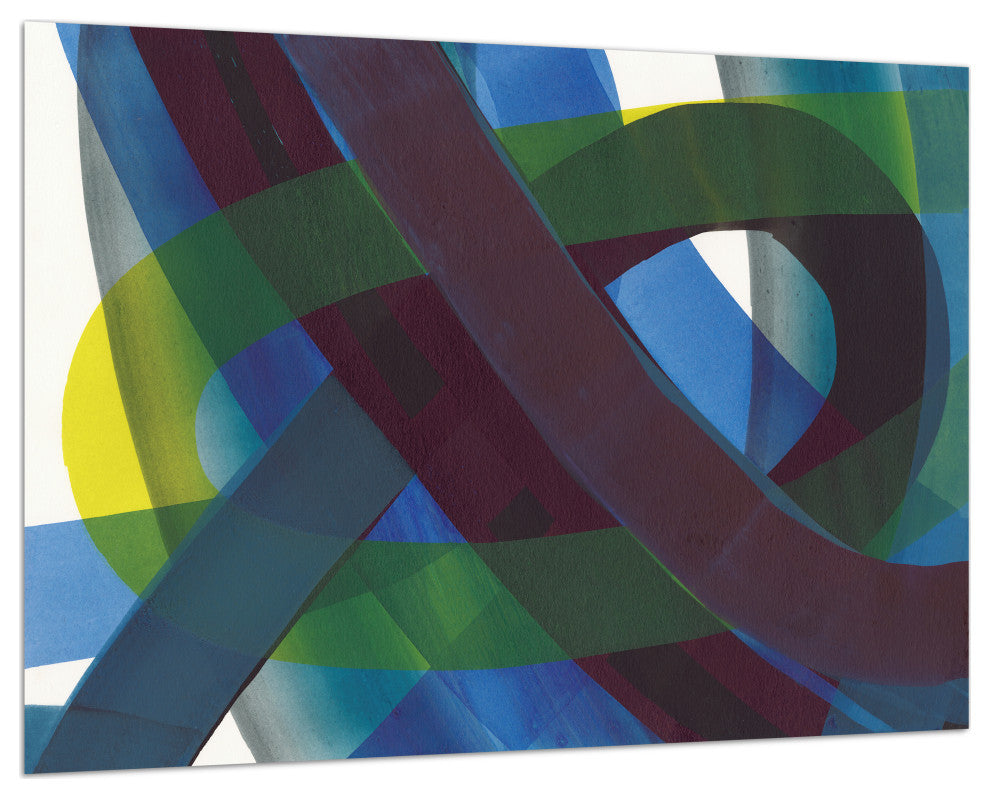 "Pigment Play I" Frameless Free Floating Tempered Glass Panel Graphic Wall Art