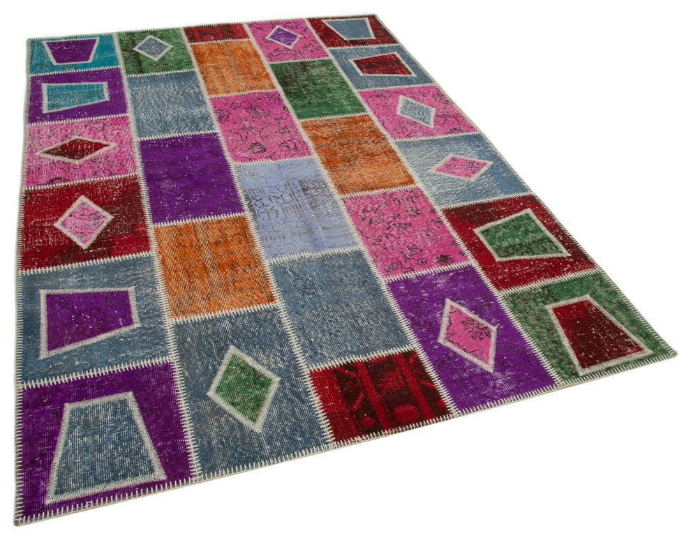 Rug N Carpet - Hand-Knotted Oriental 5' 5" x 7' 7" Overdyed Patchwork Area Rug
