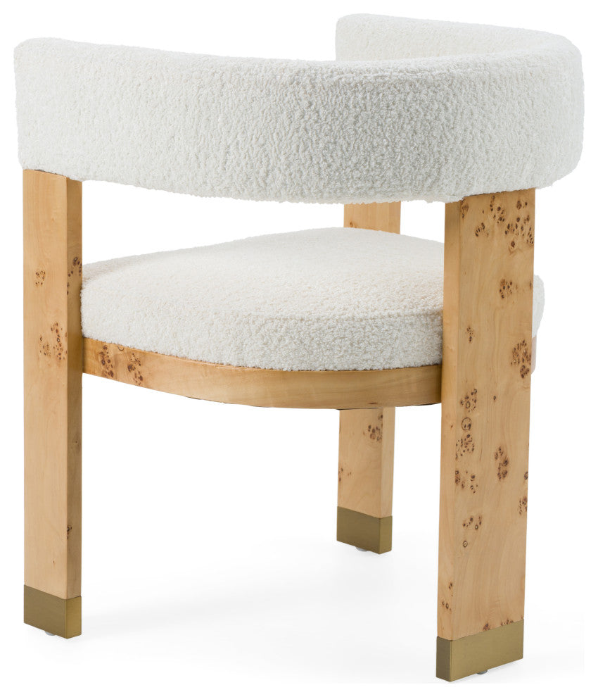 Modrest Letha Modern Cream Fabric + Burl Dining Chair