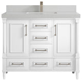 Aberdeen 42 Single Sink Bath Vanity in White 2" Carrara Quartz