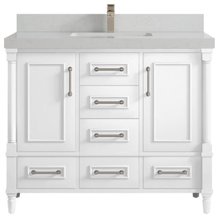 Aberdeen 42 Single Sink Bath Vanity in White 2" Carrara Quartz